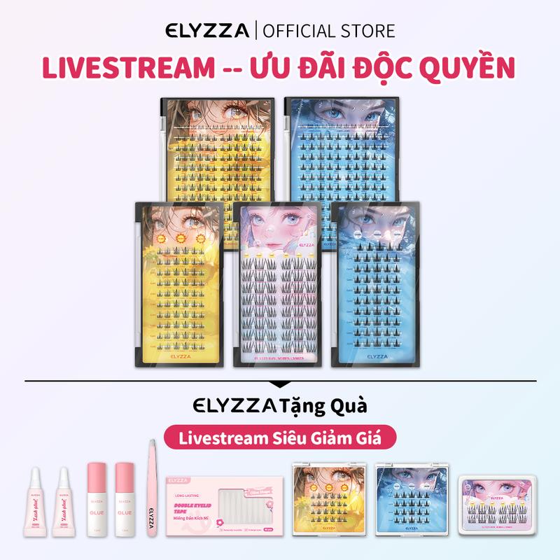 Chỉ Livestream] ELYZZA -Mi Giả Combo bán hàng siêu ưu đãi - Mi Sunflower (10-12mm) & Nối Mi Đuôi Cá (10-13mm), Mi Giả Idol Kpop 10-12mm, Mi Chùm Có Thể Tái Sử Dụng Nhiều Lần, Sợi Mi Mảnh & Dễ Gắn, Nối Mi Dễ Dùng, Mắt To Tự Nhiên