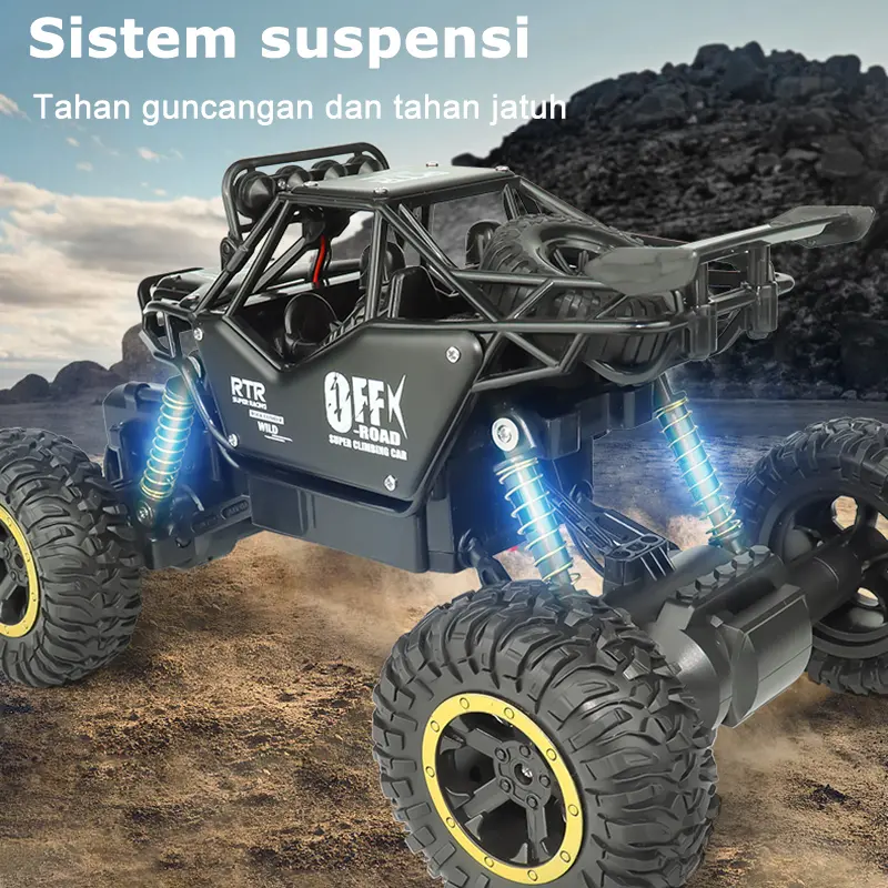 Mainan Mobil Remote Control Besar 4WD 1:16 RC Mobil Offroad Bahan Alloy 2,4GHZ Lampu Bisa ON OFF 2