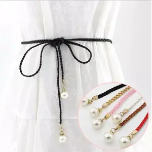 Ikat Pinggang Tali Kepang Mutiara & Daun Viral Gesper Lucu Cantik Fashion Terlaris Gordyn Gorden Jendela