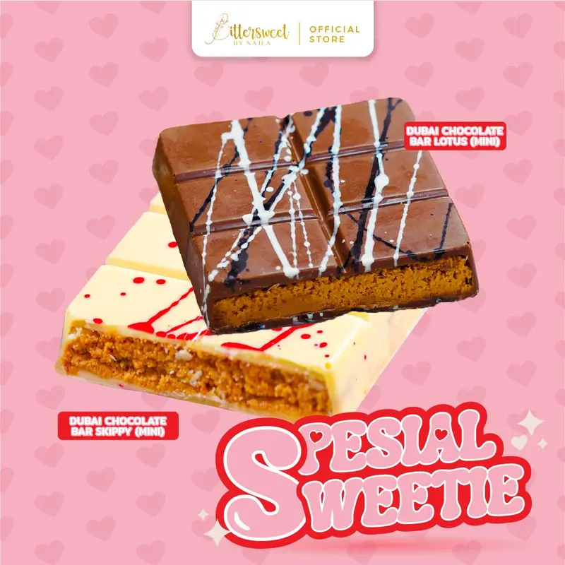 ( BUNDLE ) 2 CHOCOLATE DUBAI BAR MINI - LOTUS & SKIPPY [ BITTERSWEET BY NAJLA ] 1