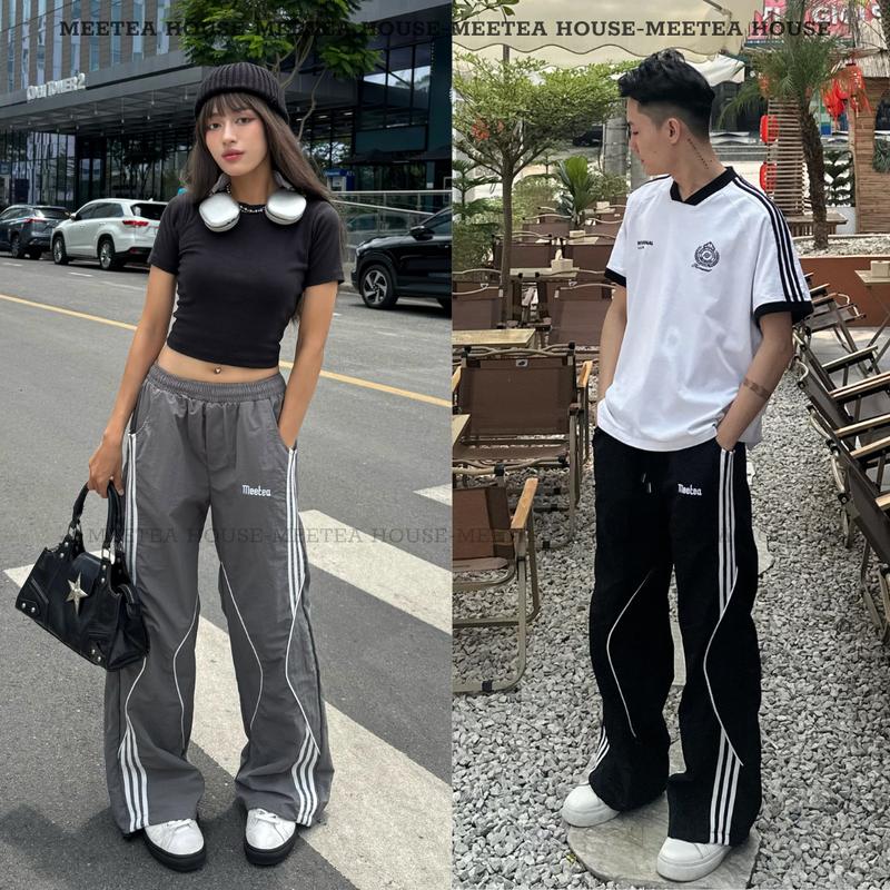 [MEETEA] Quần Gió Nam Nữ Ống Suông Form Rộng - Vải Gió Nhăn Premium , Cạp Chun Co Giãn QG-01