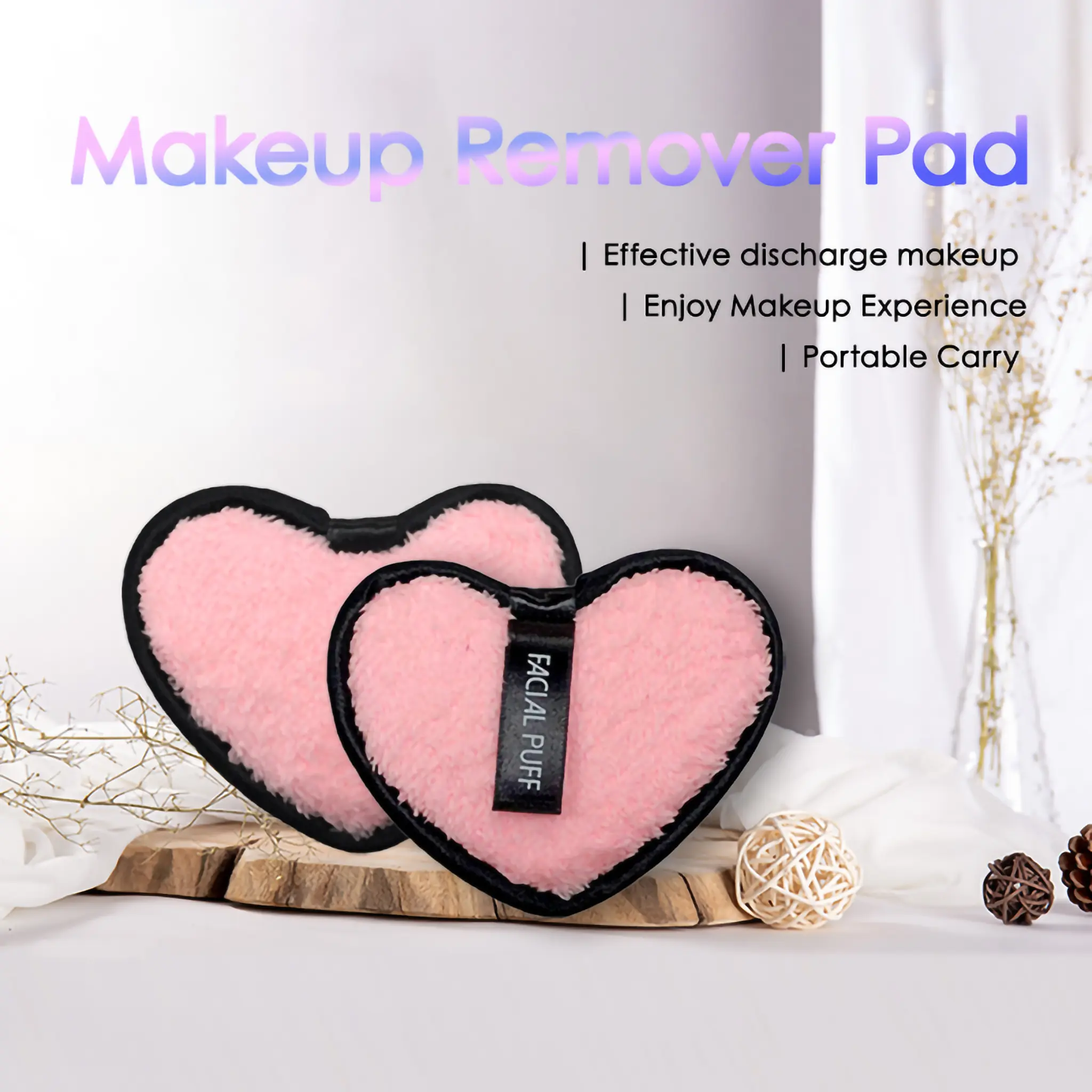 2pcs Reusable Makeup Remover Pads Soft Facial Cleaning Puffs Towels Face Eye Lip Remover Pads Double-Side Washable Make Up Removing Cloth Microfiber Gift Skincare