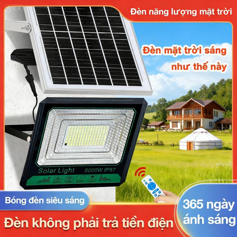  5000W ánh sáng mặt trời ngoài trời cảm biến đèn LED ánh sáng lũ lụt không thấm nước Đèn đường phố IP68 