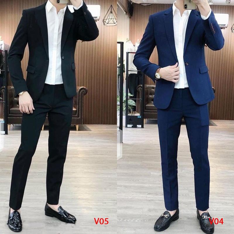 BỘ VEST 6 MÓN Bộ Vest Nam Hàn Quốc Cao Cấp Gồm 1 Áo Vest 1 Quần Tặng Cavat Phụ Kiện 2 Quần Sịp Chất Vải Tuyết Mưa Tây Không Nhăn Không Xù Size 40-90kg Dáng Đứng Tôn Dáng