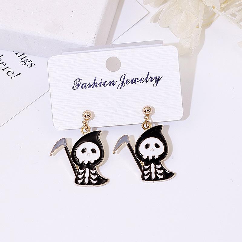 Product Introduction of 925 Silver Needle Halloween Earrings for Women Students Ghost Pumpkin Witch Pendants Drop Ear Jewelry 16