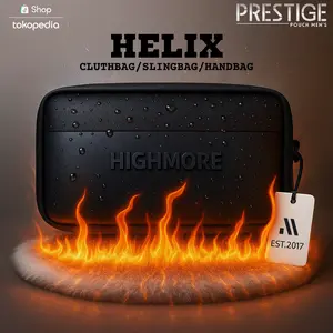 HIGHMORE HELIX Exclusive Series Tas Selempang Hitam Pria Clutch Bag Handbag 3IN1 Tahan Air & Api Bahan Premium Original Water Resistance Anti Bara Api