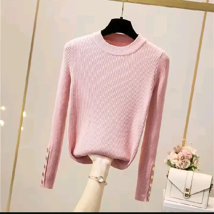 SWEATER BAJU RAJUT INNER MANSET WANITA inara motif kancing turtleneck korean style Atasan Wanita Knitwear Soft Panjang 4