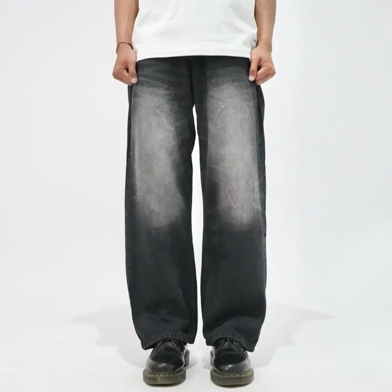 Selfless - Wide Leg Jeans Loose Pants Pria - Celana Panjang Jeans - Celana Denim Pria - Celana Retro Street Style 0