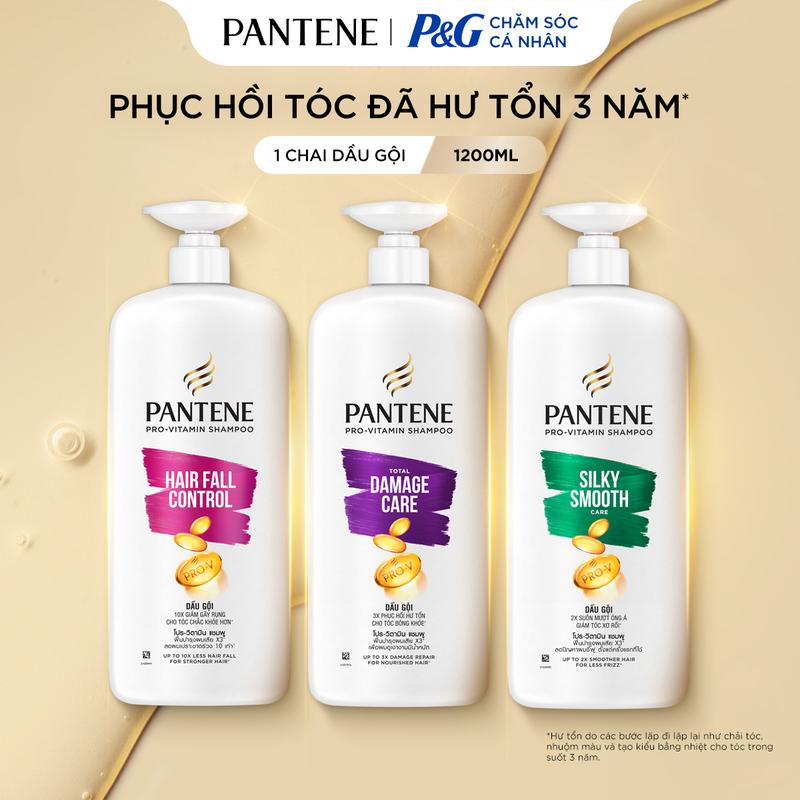 Dầu Gội PANTENE Pro-V Cải Thiện Rụng Tóc/ Hỗ Trợ Phục Hồi Hư Tổn/ Suôn Mượt Óng Ả - Chai 1200ML