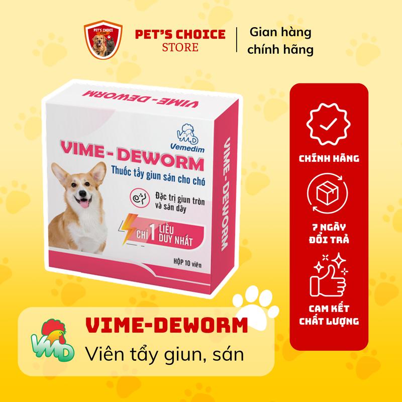 VIME-DEWORM VIÊN UỐNG - Thuốc tẩy giun sán cho Chó Hộp 10 viên An toàn hiệu quả chính hãng Pet's Choice