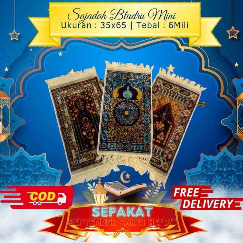 Rachmat Store Sajadah Bludru Premium Mini Muka Tebal Ukuran 35x65 Bahan Halus Lembut dan Sudah Ada Anti Slip  Muslim Nyaman Turki Haji 0