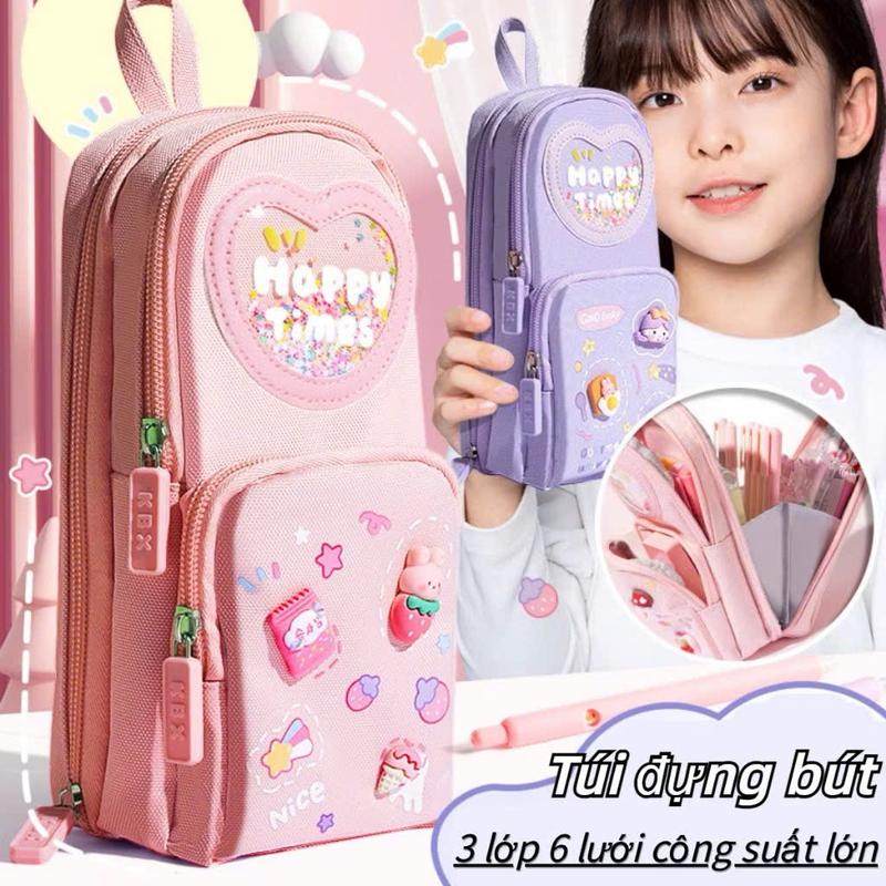 Túi bút mới,Hộp Đựng Bút Họa Tiết In Nổi 3D Vải Chống Thấm Nước Nhiều Mẫu Cute Túi Chứa Viết Khóa Kéo Dễ Thương,túi đựng bút bé gái cao cấp, đồ dùng họ tập, văn phòng phẩm