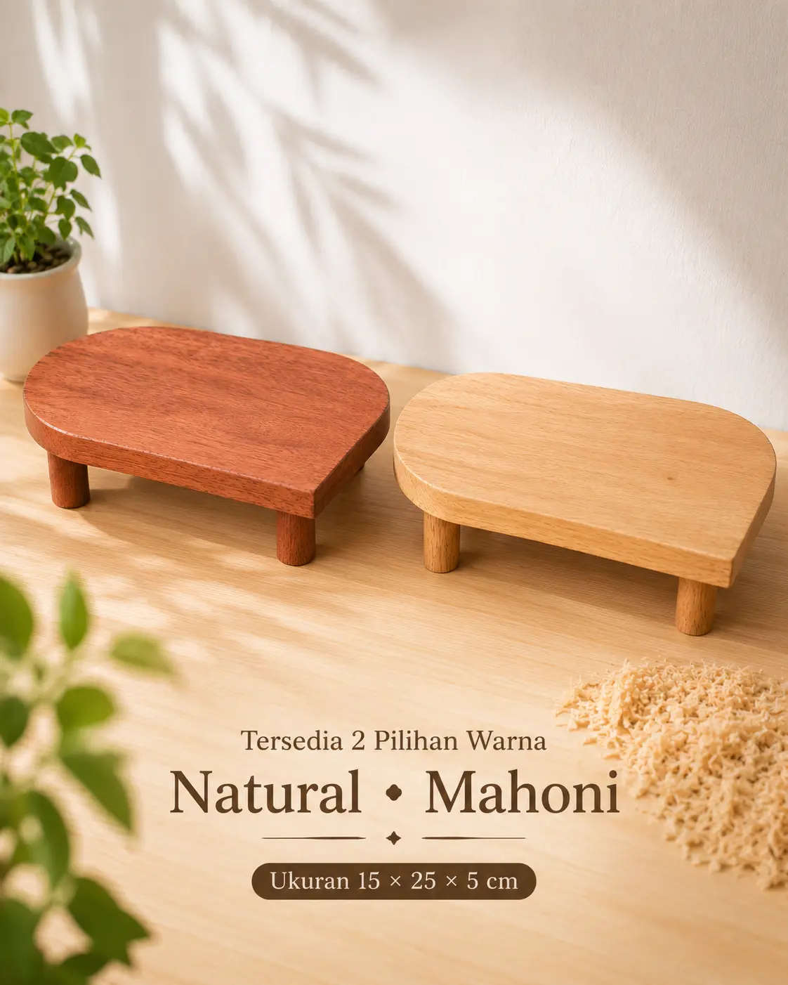 Platform Meja Hamster Rounded | Meja Makan Hamster Kayu | Hamster Feeding Platform | 15 × 25 × 5 cm