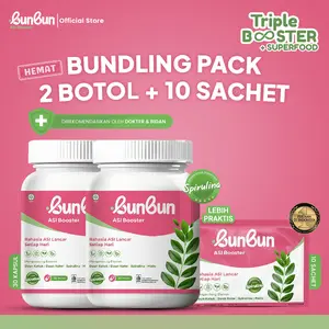 [ Complete Pack ] BunBun ASI Booster 2 Botol + 10 Sachet Dengan Triple Booster + Superfood - Pelancar & Peningkat Kualitas ASI Halal BPOM