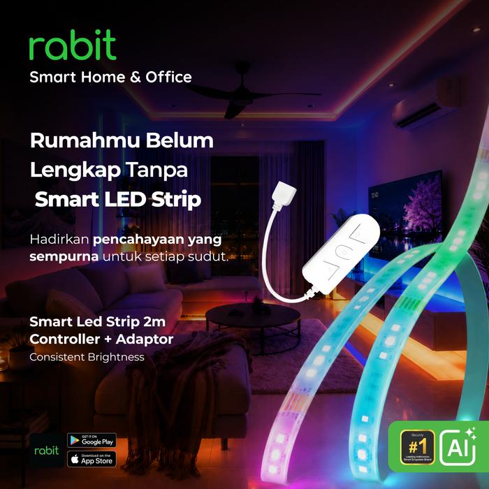Gambar RABIT SMART LED STRIP COLOR 2M RGBWW 2 METER EXTENDABLE LAMPU PINTAR WIFI IP65 WATERPROOF dari Rabit Smart Home Kota Administrasi Jakarta Timur Tokopedia