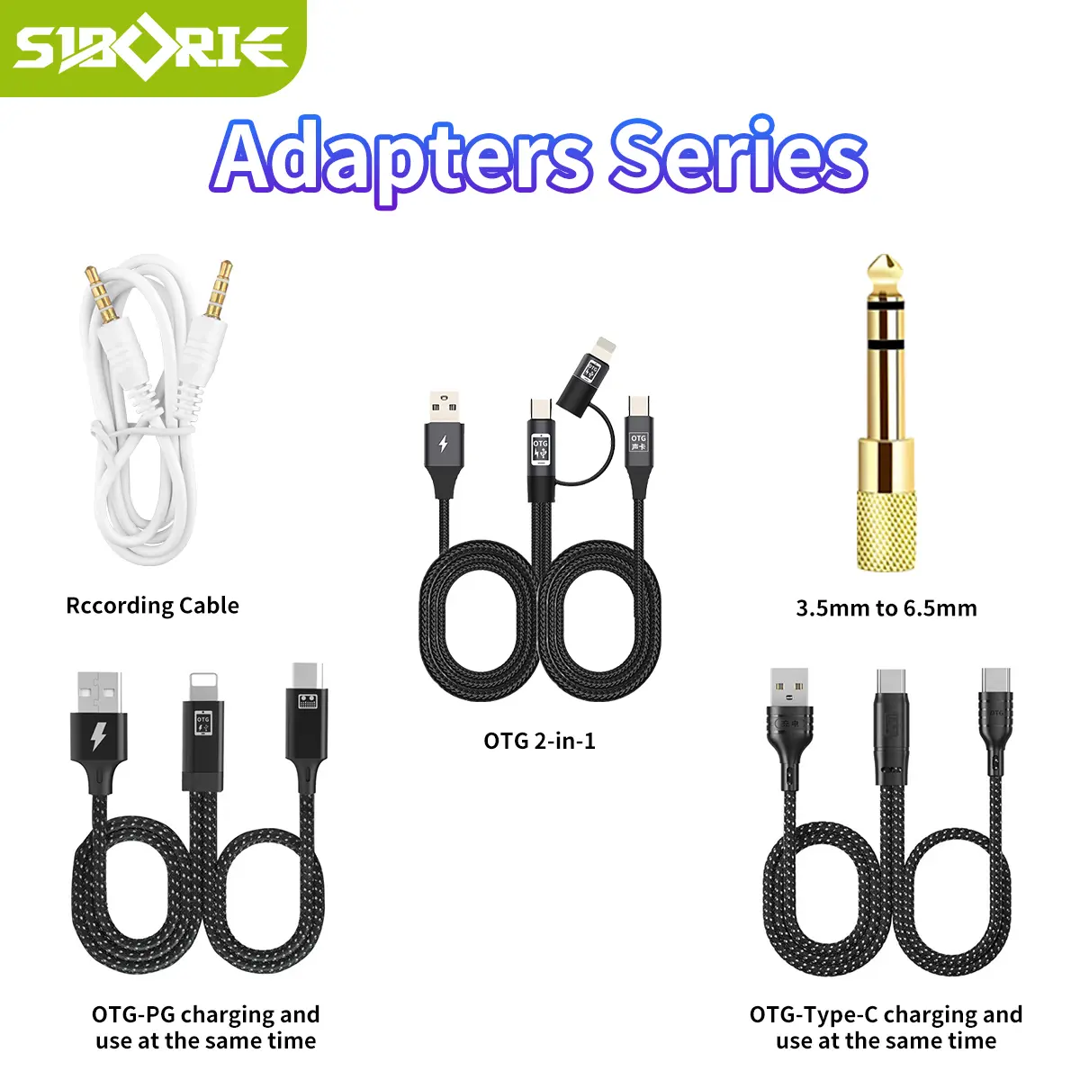 Siborie OTG Kabel Konversi / 3.5mm to 6.5mm adaptor / Kabel Langsung Kartu Suara for iPhone android