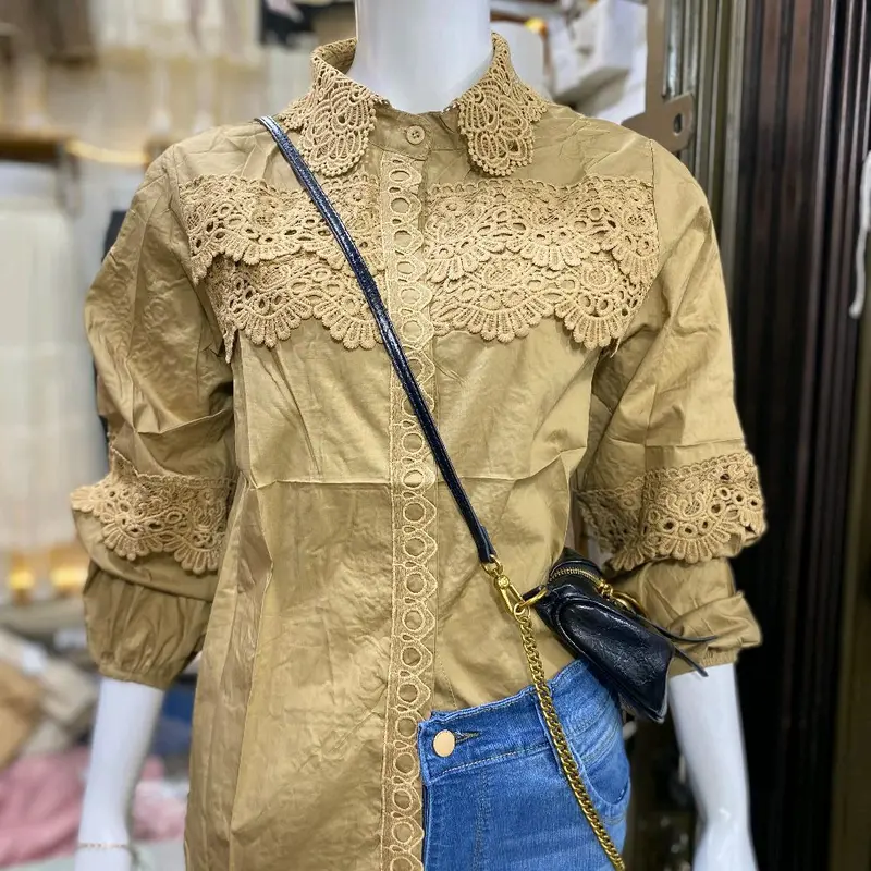 Atasan Kemeja katun prem  import bkk krah renda  Ld116 Pb 67 1