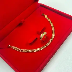 Paket Gelang Rantai Kepang & Cincin Spiral Mewah Elegan dan Stylish Perhiasan