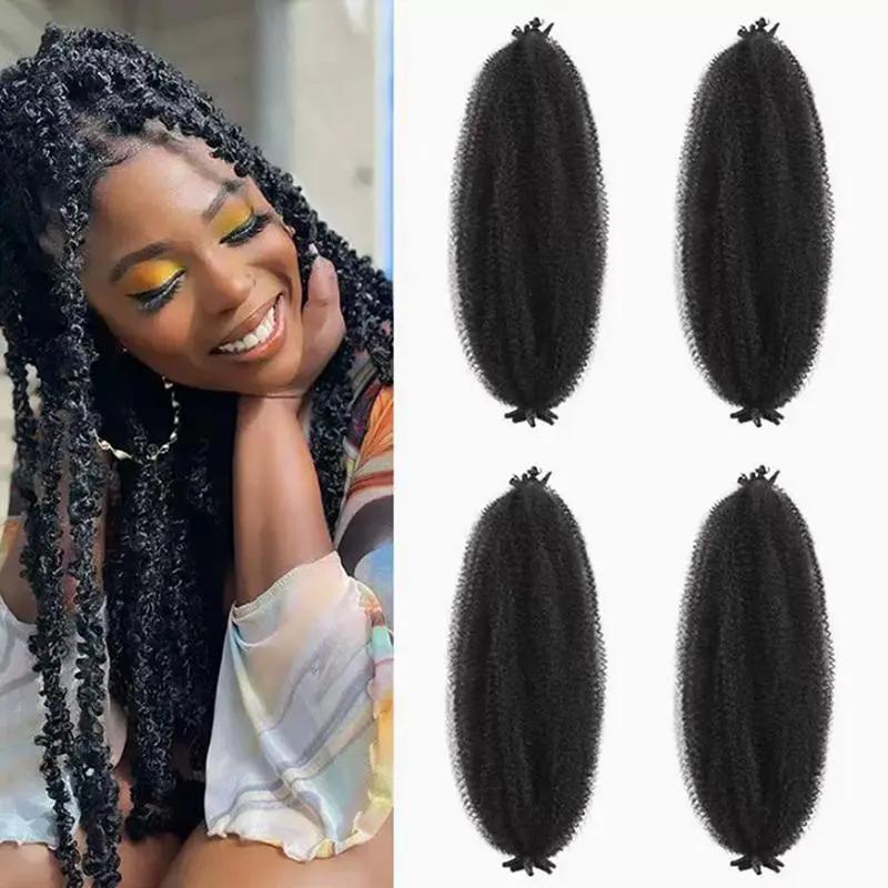 Afro Kinky Twist Tóc 16 Inch Tổng Hợp Pre Tách rời mùa xuân Crochet Phần Mở…