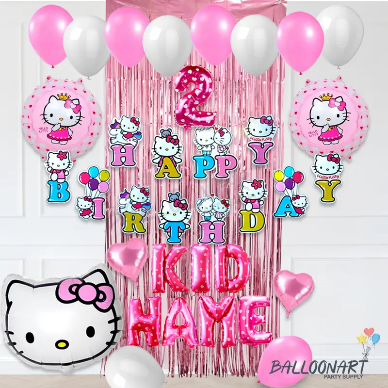 HELLO KITTY SIMPLE DEKORASI SET/BALON FOIL/DEKORASI ULANG TAHUN ANAK PEREMPUAN Balon 2