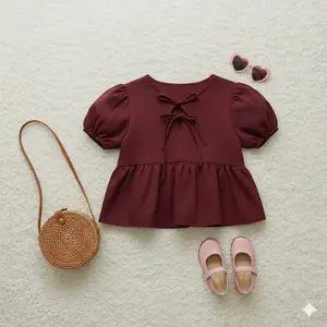 Atasan Qalista,Atasan anak perempuan model lucu dan cantik Bahan cringkel airflow