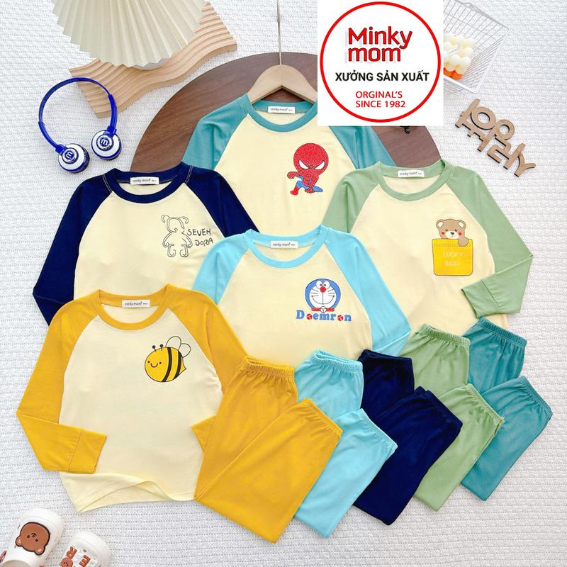   8kg tới 40kg  MINKY VIỆT NAM Bộ Quần Áo Dài Tay Thun Lạnh cho Trẻ Em Bé Trai Bé Gái In Hình Dễ Thương vải mềm mịn thoáng mát 