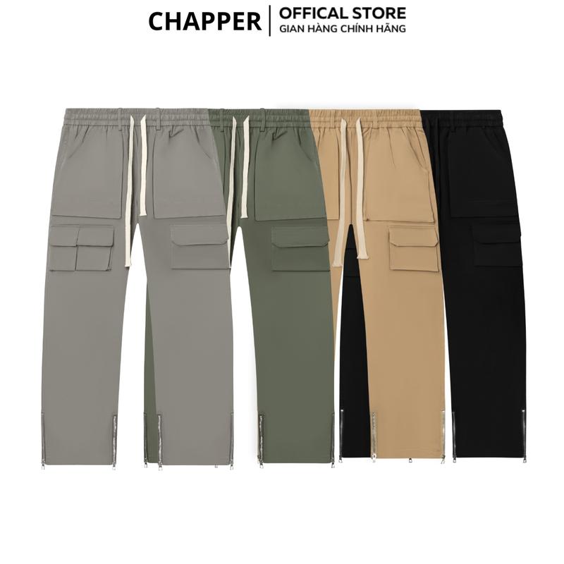 Quần Cargo Pant CHAPPER chất kaki túi hộp ống suông khóa zip - QCP001 Menswear Nam