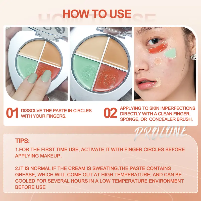 [COD]SACE LADY Bảng Che Khuyết Diểm 4 Màu Không Thấm Nước Che Phủ Toàn Bộ 5.6g 5