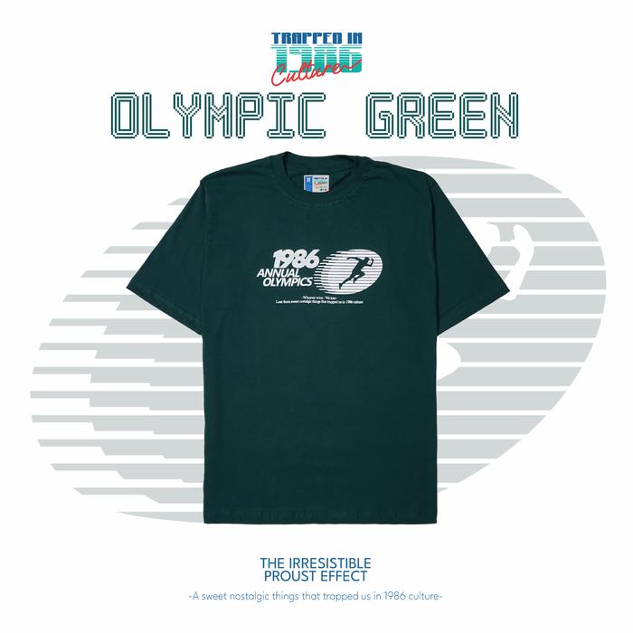 Gambar OLYMPIC GREEN OVERSIZE TEES CLUB of 1986 / Kaos Retro Vintage Trapped in 1986 Culture 24s - M dari Club of 1986 Kota Bandung Tokopedia