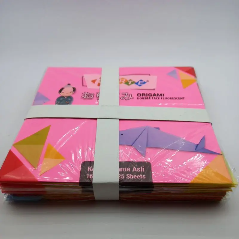 10 Pack ORIGAMI Forte double face flourescent/kertas Lipat Bolak Balik Warna Sama/Kertas Kerajinan Tangan/Kertas Origami 6