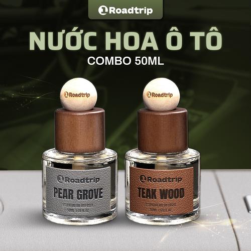  Combo 2 Chai Nước Hoa Ô Tô Cao Cấp 1Roadtrip - Pear Grove + Teak Wood 50ml Không Nồng Gắt Giúp Khử Mùi Chống Say Xe 
