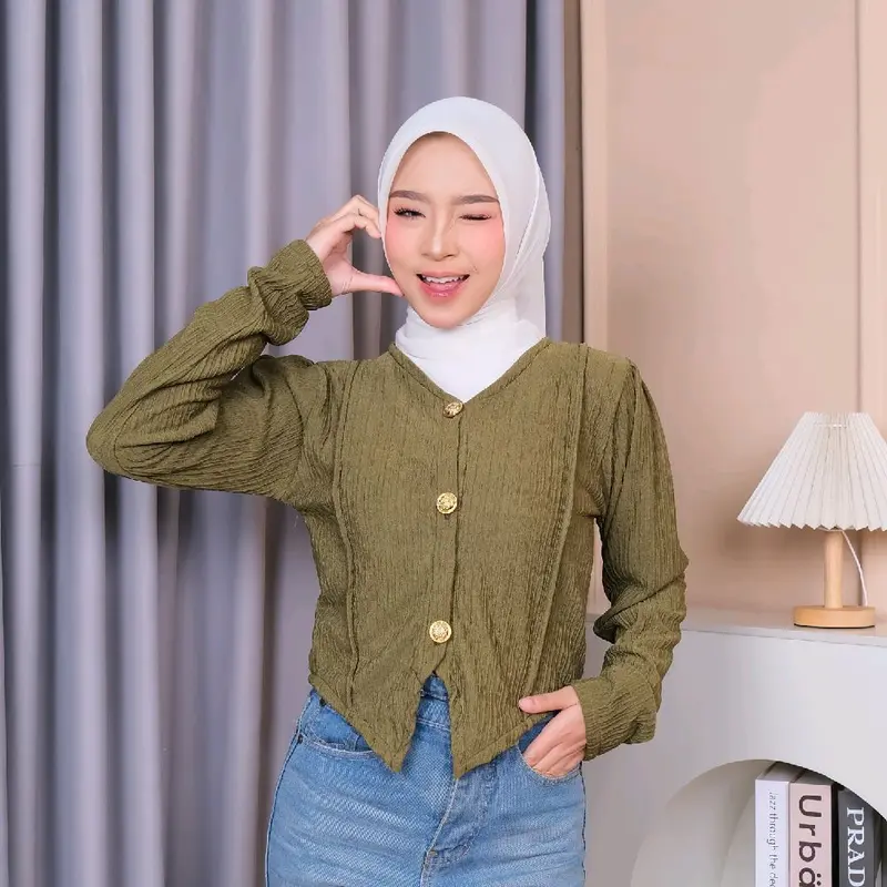 kemeja Atasan Wanita Crop Top Pres Body Casual vest korean style 4