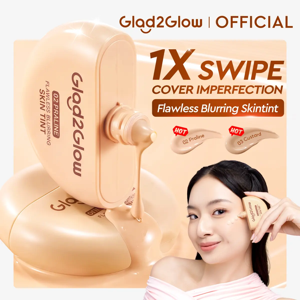 Glad2Glow Flawless Blurring SKINTINT 30g High Coverage Lightweight Foundation Concealer Long-lasting Control Oil  Makeup
