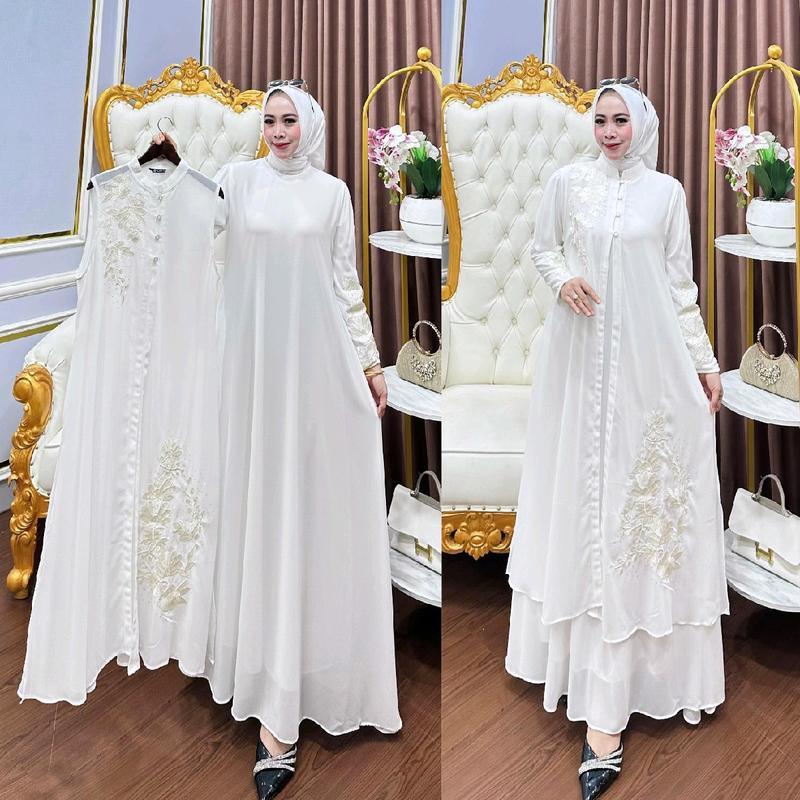 GAMIS KARINA SET ROMPI BAHAN CERUTY LD 110 PB 138 BB 45-75KG BEST SELLER    ld 120 muat bb 55-85kg 2