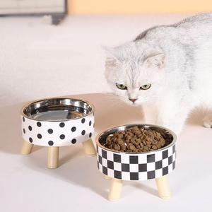 Comedero elevado para gatos/perros, acero inoxidable antideslizante con base, comedero de gran capacidad para alimentos de perro, previene cargas en el cuello, diseño de un solo comedero