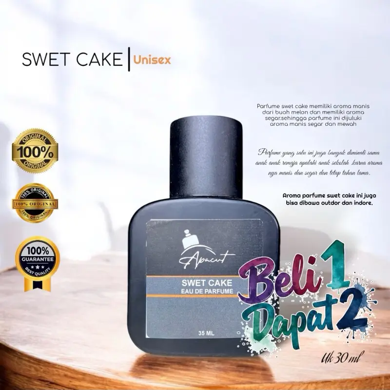 PROMO BUY 1 GET 1 PARFUME SWET CAKE .Aroma Melon Segar untuk Anak Sekolah dan Pasangan Anda - Laki-Laki, Manis, Mengandung