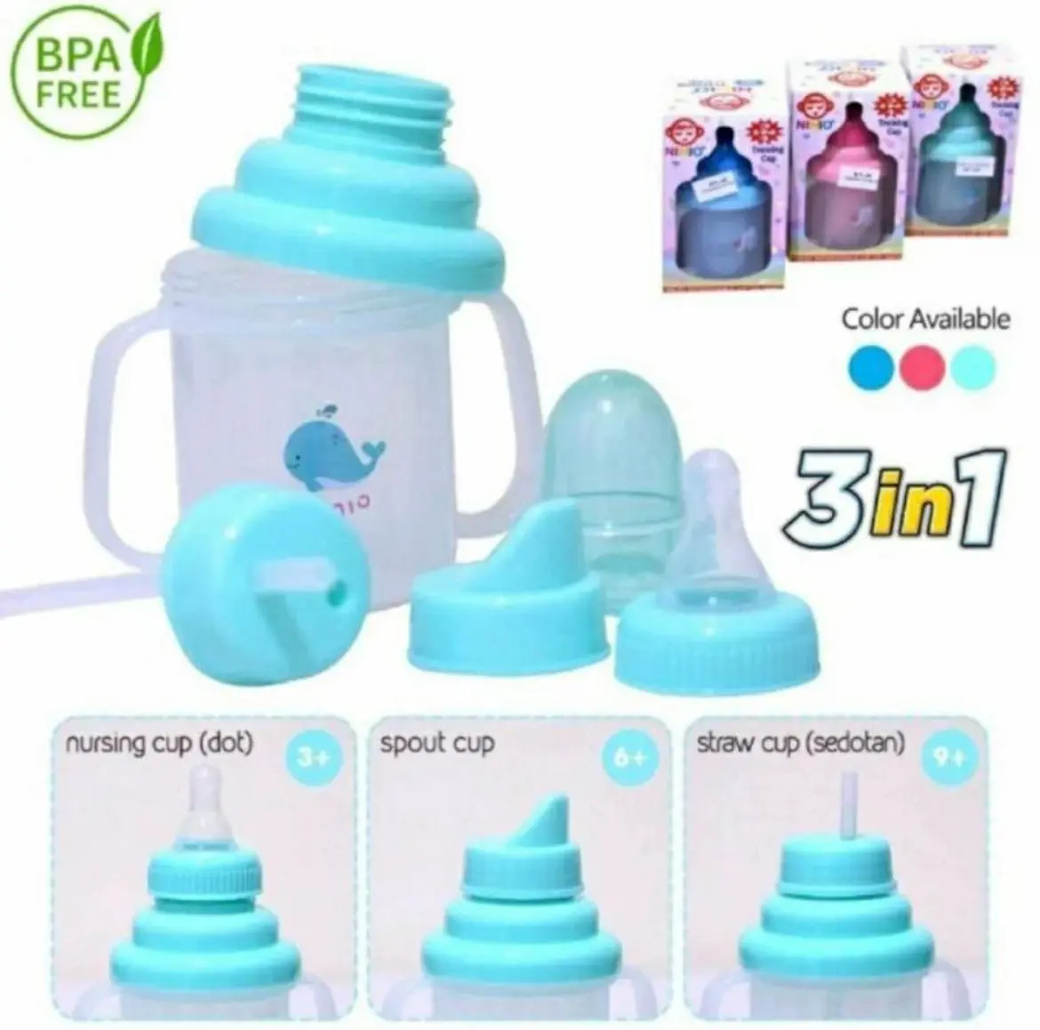 Botol Minum Bayi Ninio 3 in 1/Botol Spout bayi/Tempat minum Bayi SO-01