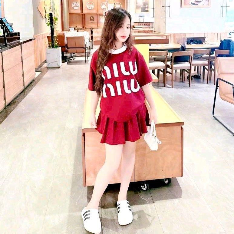   Miu  Bộ áo kèm chân váy xếp ly cho bé - Chất liệu  mềm mại thấm hút mồ hôi tốt set  đồ  xinh  cho  2k12 set  đồ  nhảy  cho  bé  gái 