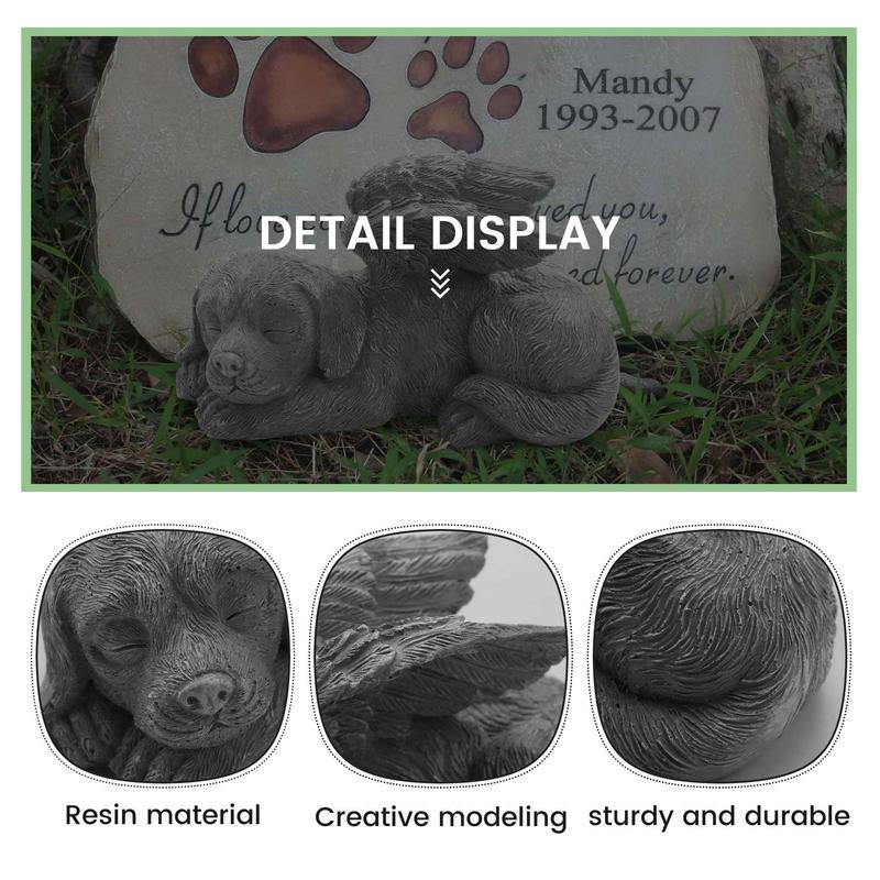 Product Introduction of Dog Angel Pet Memorial Tombstone Marking Carved Statue, Resin, Stone Finish 16