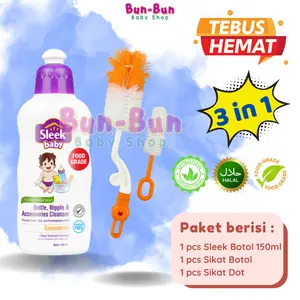 SLEEK Baby Bottle Nipple & Accessories Cleanser 70ml / Sleek Sabun Pencuci liquid Botol Sikat Botol 2in1 Perlengkapan Bayi Baru Lahir Peralatan Makan New Born Bunbunbabyshop