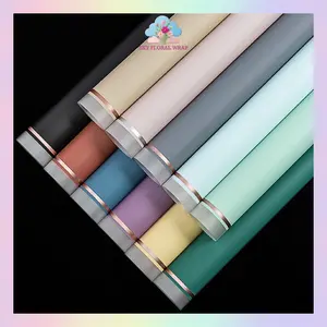 Ecer Kertas bunga cellophane flower wrapping Paper Varian List Gold Frame Transparan Florist Kertas Kado KB6013
