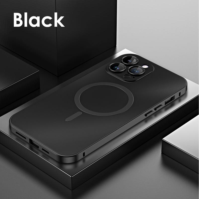 Ốp Nam Châm Khung Kim Loại Nhôm Dành Cho iPhone 13 12 14 15 16 Pro Max Plus Tương Thích Với Sạc Không Dây Magsafe Màng Ống Kính Ốp Lưng PC