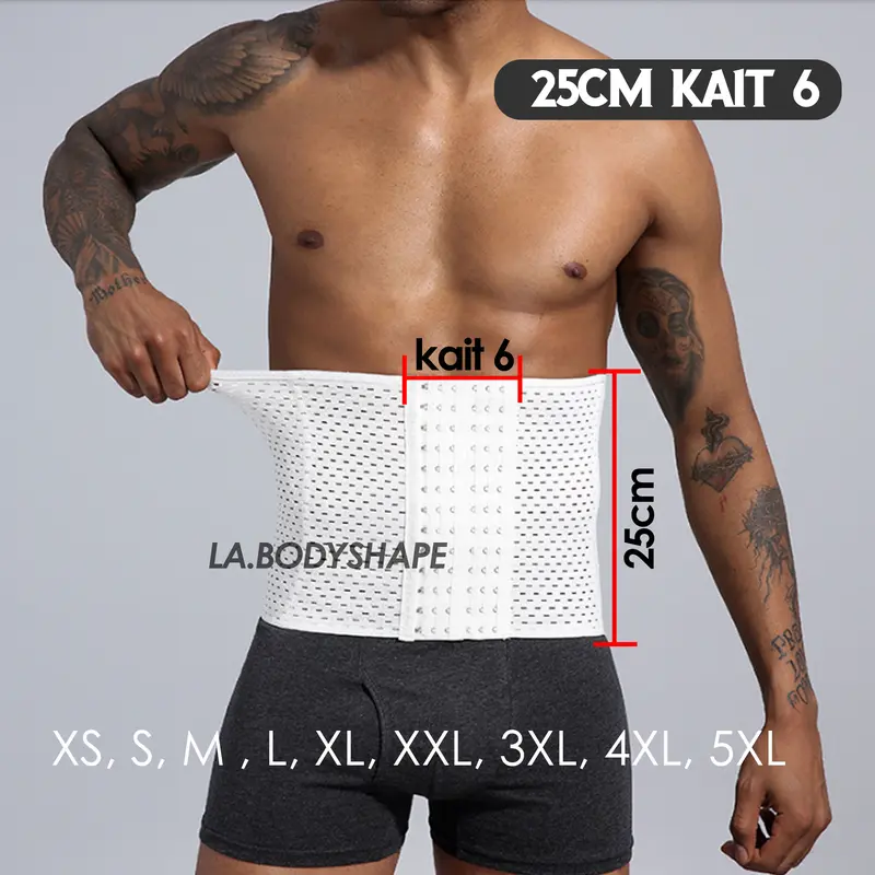 Korset pria anti buncit model 25cm kait 6/ korset cowok perut pinggang elastis nyaman buat seharian dan korset olahraga 4
