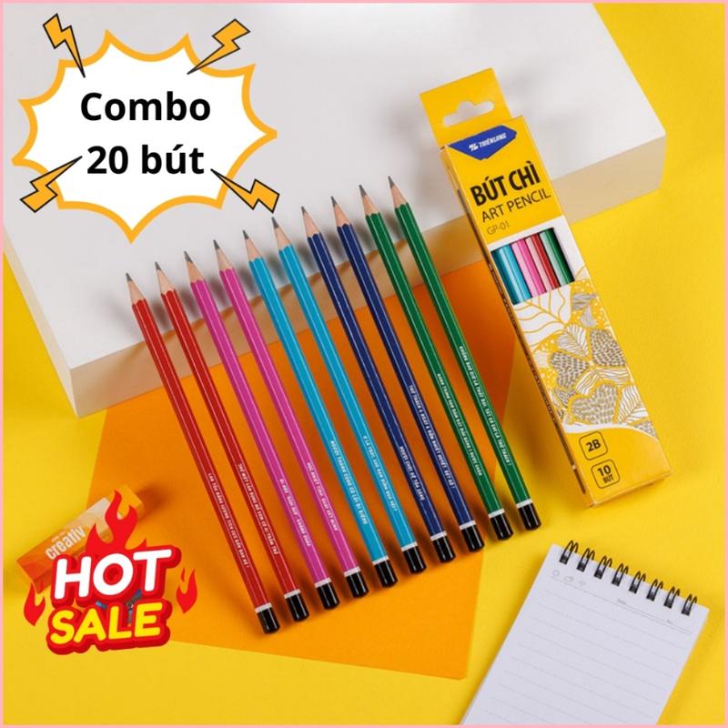 [Mẫu mới đang thịnh hành] [Tặng tẩy + gọt] Combo 20 bút chì 2B Thiên Long GP-01 chính hãng nét đậm dành cho học sinh