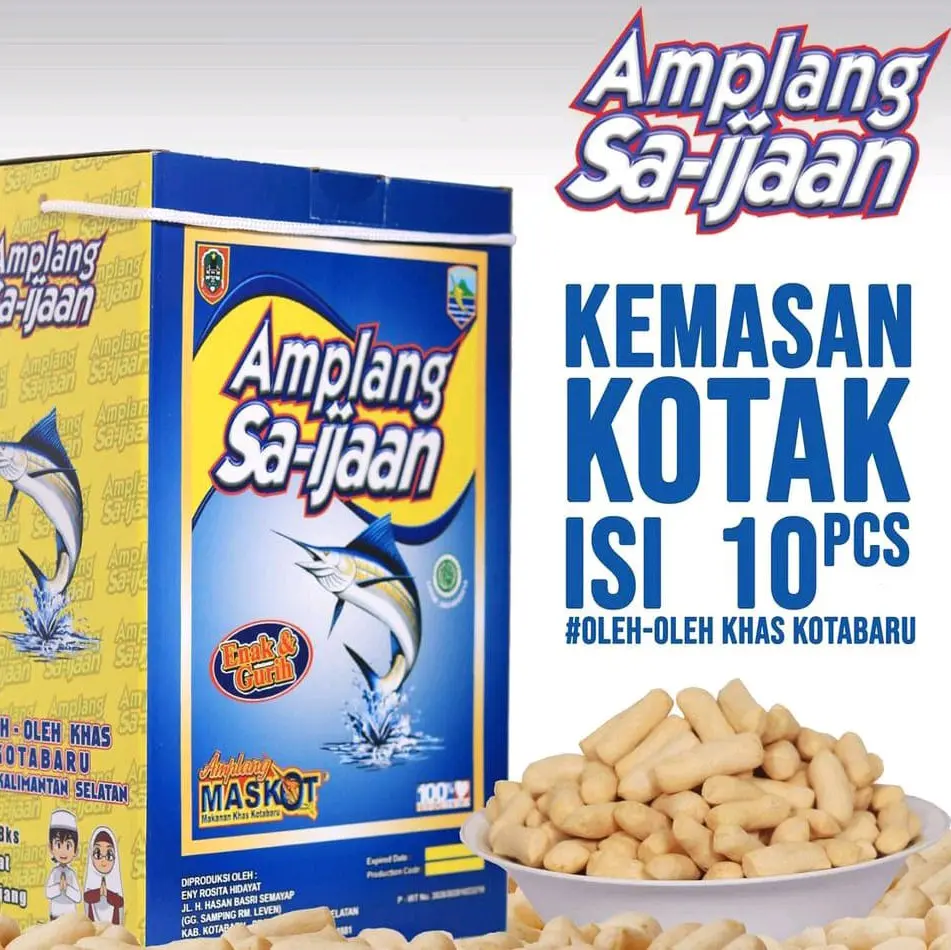 Amplang Sa-ijaan Khas Kotabaru Kotak Besar Isi 10pcs Kemasan 90gr.