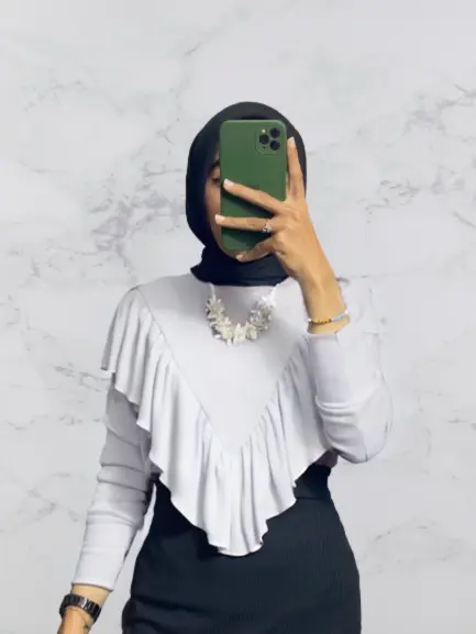 Blouse Rample Wanita Terbaru / Kaos Rib Rumbai Wanita Polos Baju Fit Katun Lembut Atasan Muslim Putih Mewah Nyaman Panjang Basic 3