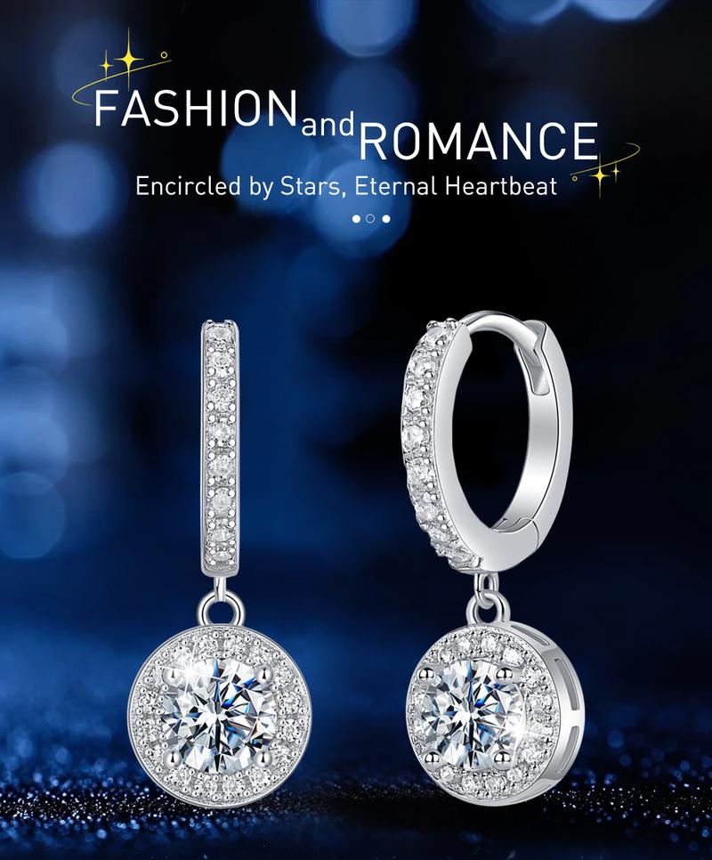 Product Introduction of 【003Harga telah dibanting, segera di CO】Chard Wake Anting princess round Anting wanita elegan high quality cantik elegan anti Zirconia 1 Carat Sertifikat GRA Kotak Indah   CWE002 0