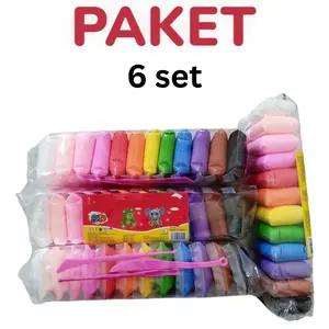 Ⓙ JS 6 SET SUPER CLAY 12 WARNA / SOFT CLAY Mainan Anak Toys 72 PCS LILIN CLAY BANTAL WARNA WARNI slime