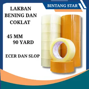LAKBAN BENING & COKLAT 45 MM x 90 YARD ECER DAN SLOP PAKET HEMAT MURAH 6 PCS KUALITAS TERJAMIN