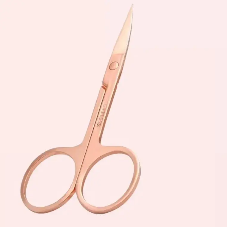 Gunting Kecil Stainless Steel RoseGold dengan Mata Melengkung untuk Bulu Mata, Bulu Hidung, dan Alis - Eyelash For Your Vanity Eyebrow